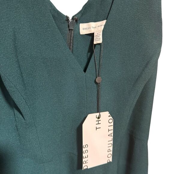 Revolve Dress The Population Sandra Plunge Crepe Trumpet Gown Maxi Dress in Pine - Picture 8 of 11